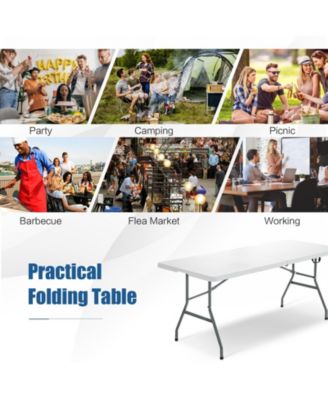 portable folding camping table with carrying handle for picnic