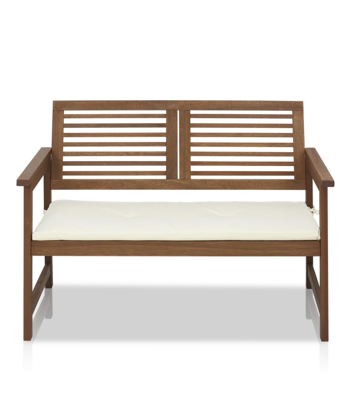 Homlux Outdoor Hardwood Bench with Cushion – Teak-Oil Finish, Durable & Comfortable Seating