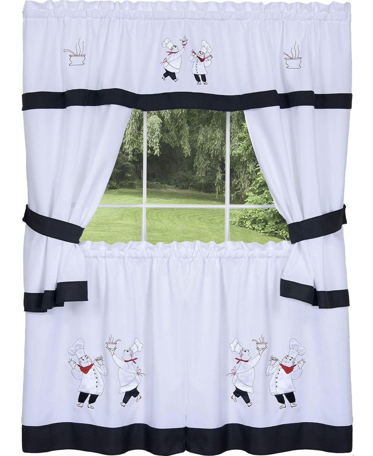 Kate Aurora Gourmet Pastry Chef Complete 5 Piece Cottage Kitchen Curtain Swag Valance & Tier Set