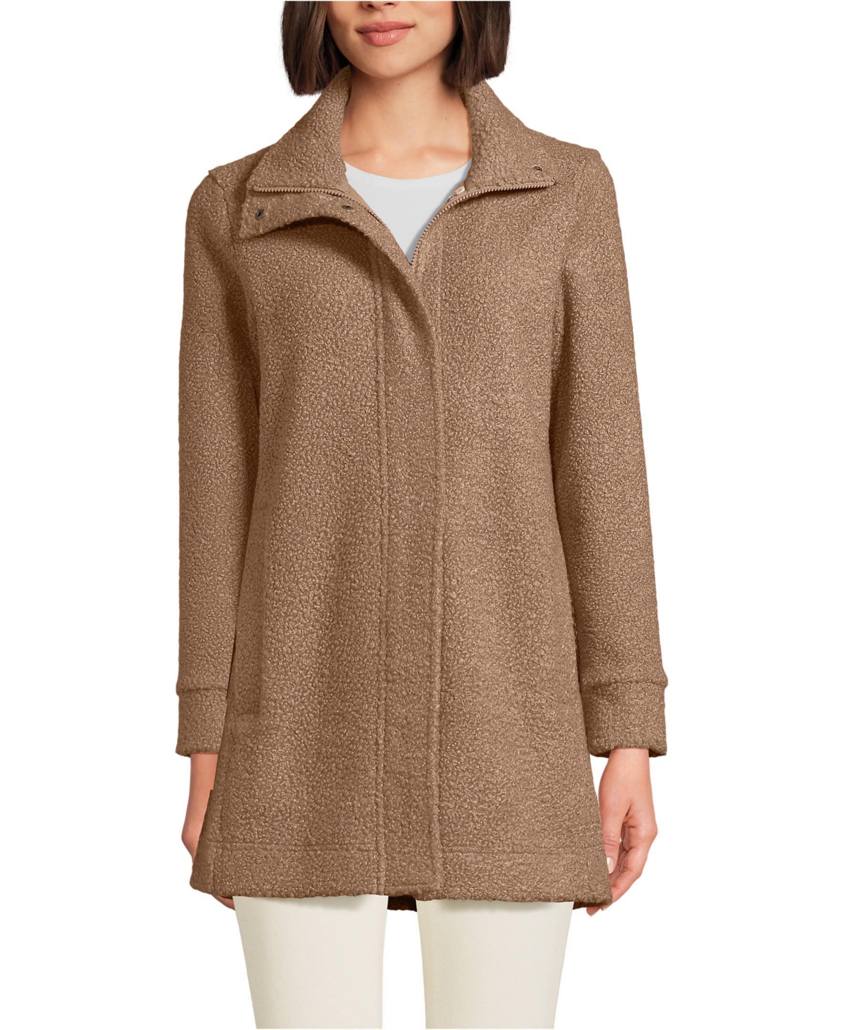 Women's Petite Boucle Fleece Coat - Honey beige
