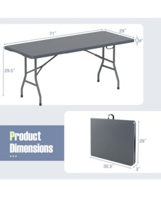 6 ft portable folding table 350 lbs fold-in-half table with hdpe tabletop