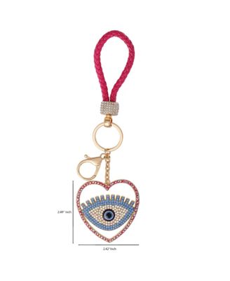 Evil Eye Heart Keychain with Pink Strap