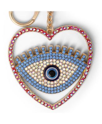 Evil Eye Heart Keychain with Pink Strap