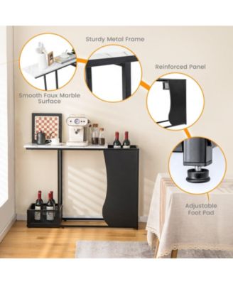 43.5 Inch Console Table with Plant Position and Faux Marble Top