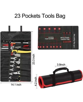 23 Pocket Tool Bag Roll Up for Men Birthday gifts, Portable Tool Storage with Zipper Pouch, Compact Small Toolbag for Handyman RV Owners, Father Day