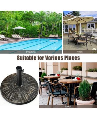 22 lbs Round Resin Patio Umbrella Base Stand Holder w/ Adjustable Knob