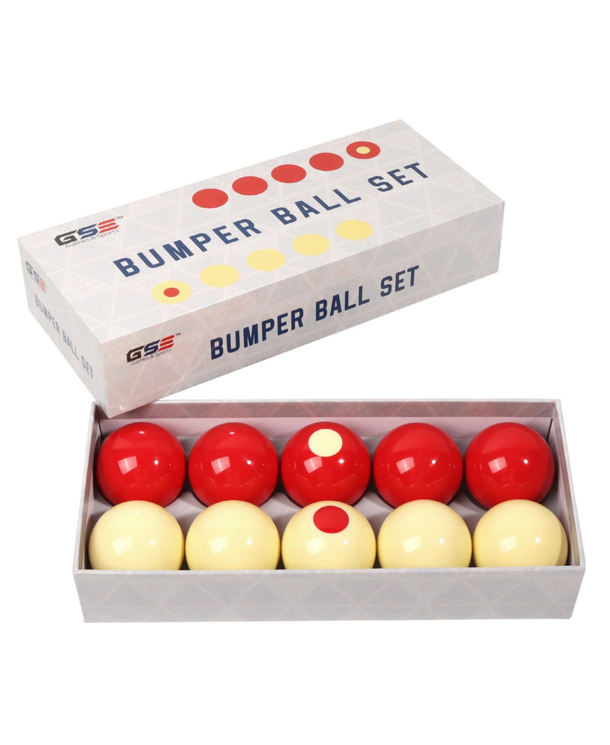 Gse Games & Sports Expert 2-1/8" Regulation Size Bumper Pool Balls, Standard Set of 10 Billiard Bumper Ball Set