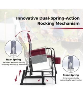 outdoor rocker camping chair with dual springs and padded back