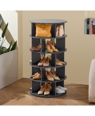 5-Tier Rotating Shoe Rack Tower, 360° Spinning Carousel Organizer for Entryway