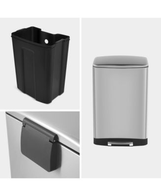 13 Gal./50 Liter Stainless Steel Rectangular Step-on Trash Can for Kitchen