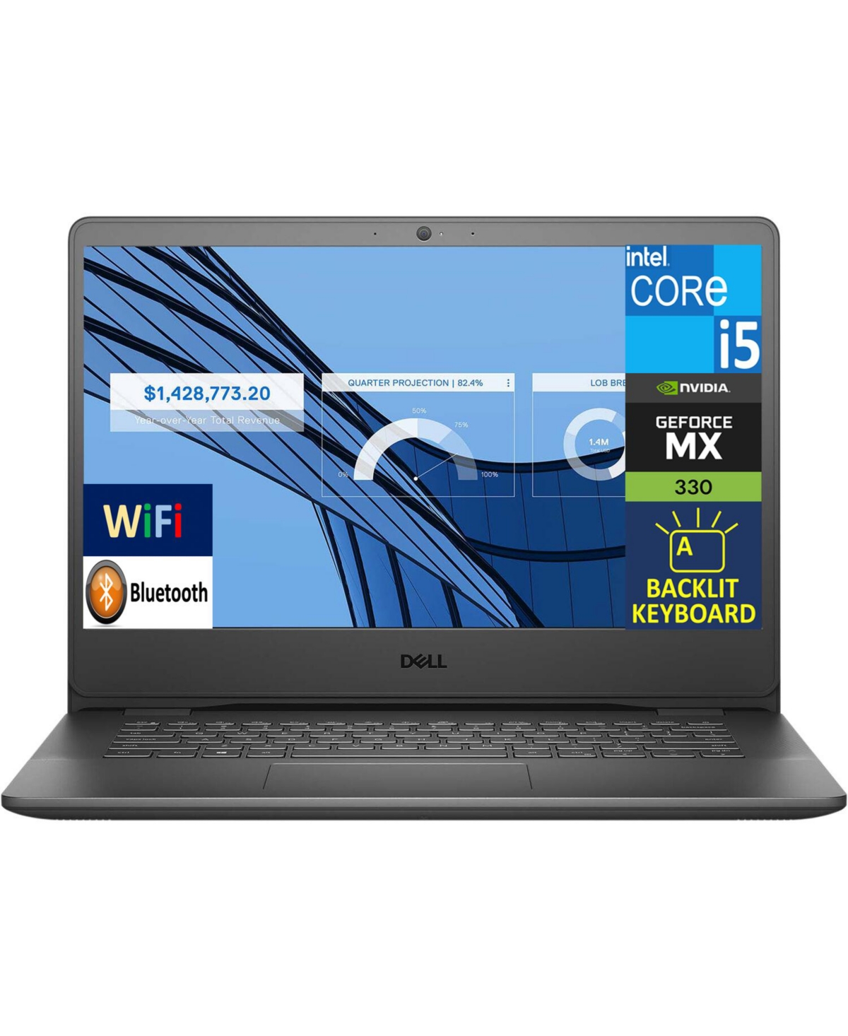 Dell Vostro 3400 14.0" Hd Business Laptop (4-Core Intel i5-1135G7, 64GB Ram, 512GB Ssd + 1TBHDD, GeForce MX330,Acbt, Sd Reader, Usb 3.1