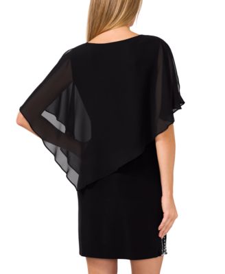 Women's Cape-Overlay Cocktail Dress