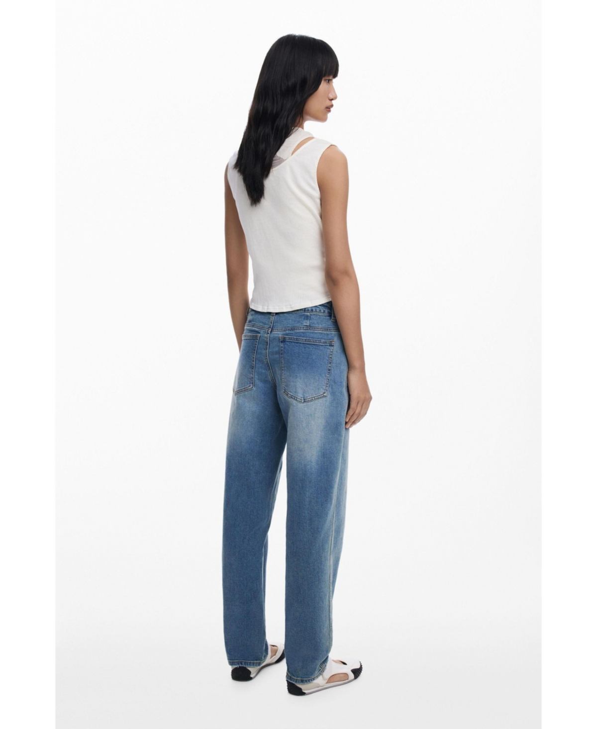 Desigual Women's Boyfriend Jeans With Inverted Pockets In Blue