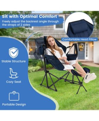hammock camping chair with retractable footrest and carrying bag
