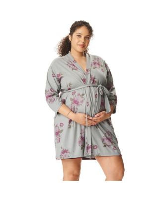 Motherhood Women's Maternity Robe and Nursing Chemise Sleep Set