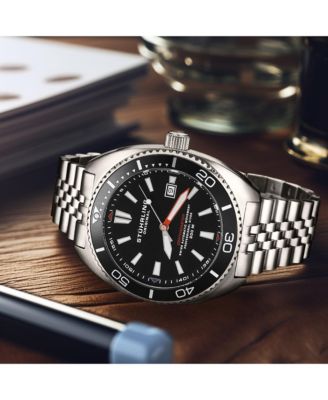 1008 Men s Automatic Watch Swiss Movement Tonneau Stainless Steel Case Black Dial Bezel Jubilee Bracelet 200M Water Resistant Date Window