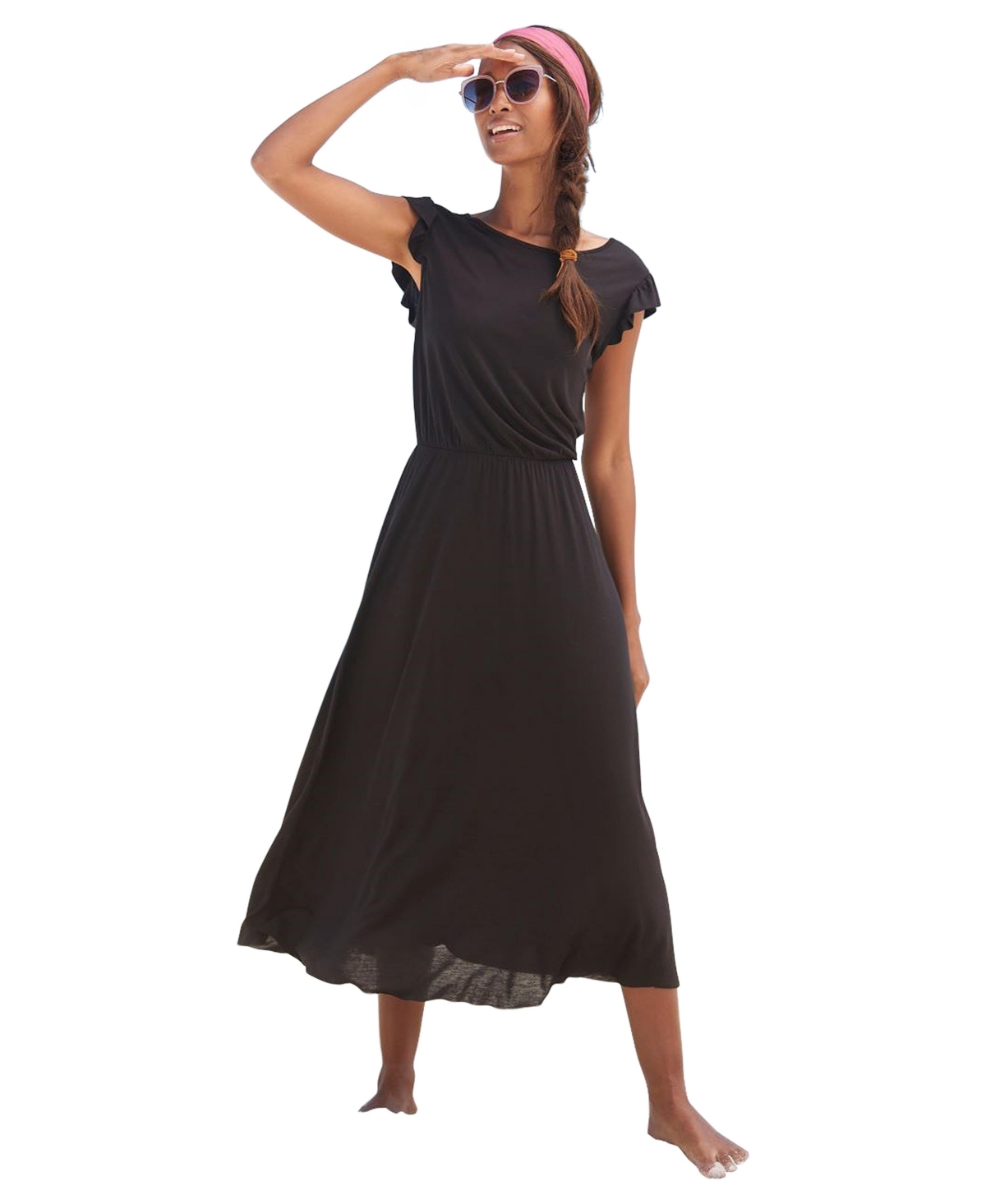 Women's Flutter Sleeve Dress - Purple