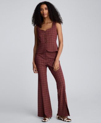 Kenneth Cole - Women's Plaid Sleeveless Peplum Vest