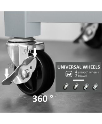 Mobile Kitchen Assistant: Gray Utility Cart with Stainless Top &amp; Drawers