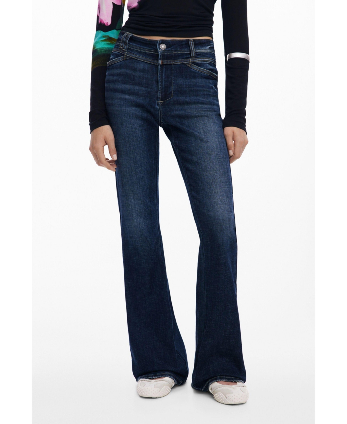 Desigual Women's Washed Flared Jeans In Blue