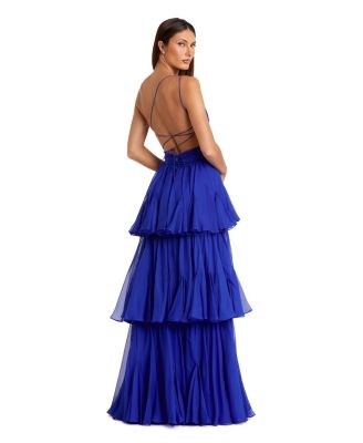 Women's One Shoulder Tiered Chiffon Gown