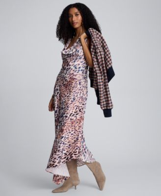 Women's Animal Print Asymmetric Midi Dress