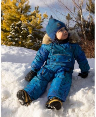 Baby Boy One-Piece Baby Play Snowsuit Designed for Car Seat Blue Gradient Dinosaur Print - Baby|Toddler