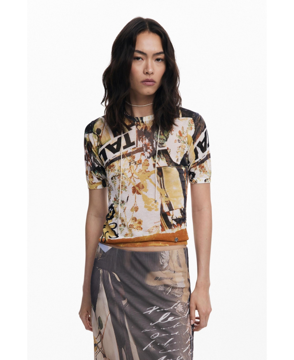 Desigual Women's Collage Knit T-shirt In Multi