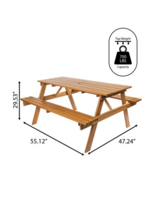 Shoreham Modern Classic Outdoor Wood Picnic Table Benches with Umbrella Hole