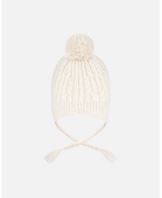 Kids Unisex Lined Winter Hat with Pompom Off-White - Toddler|Child