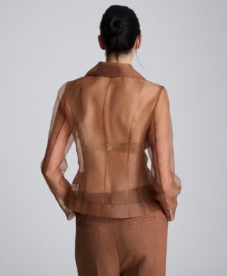 Women’s Sheer Organza Notch Collar Jacket