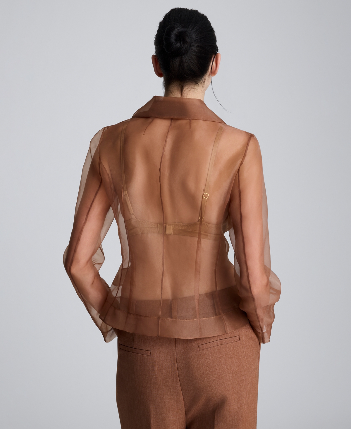 Kenneth Cole Transparent Notch Jacket With Flap Pockets In Brown