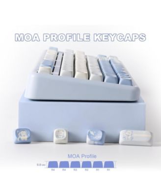 132 Keys MOA Keycaps, Dye-Sublimation PBT Custom Keycap Set, Cute Bear Customized Pattern Keycaps for MX Switches Mechanical Gaming Keyboard