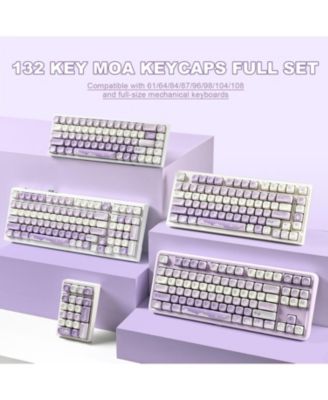 132 Keys MOA Keycaps, Dye-Sublimation PBT Custom Keycap Set, Cute Bear Customized Pattern Keycaps for MX Switches Mechanical Gaming Keyboard