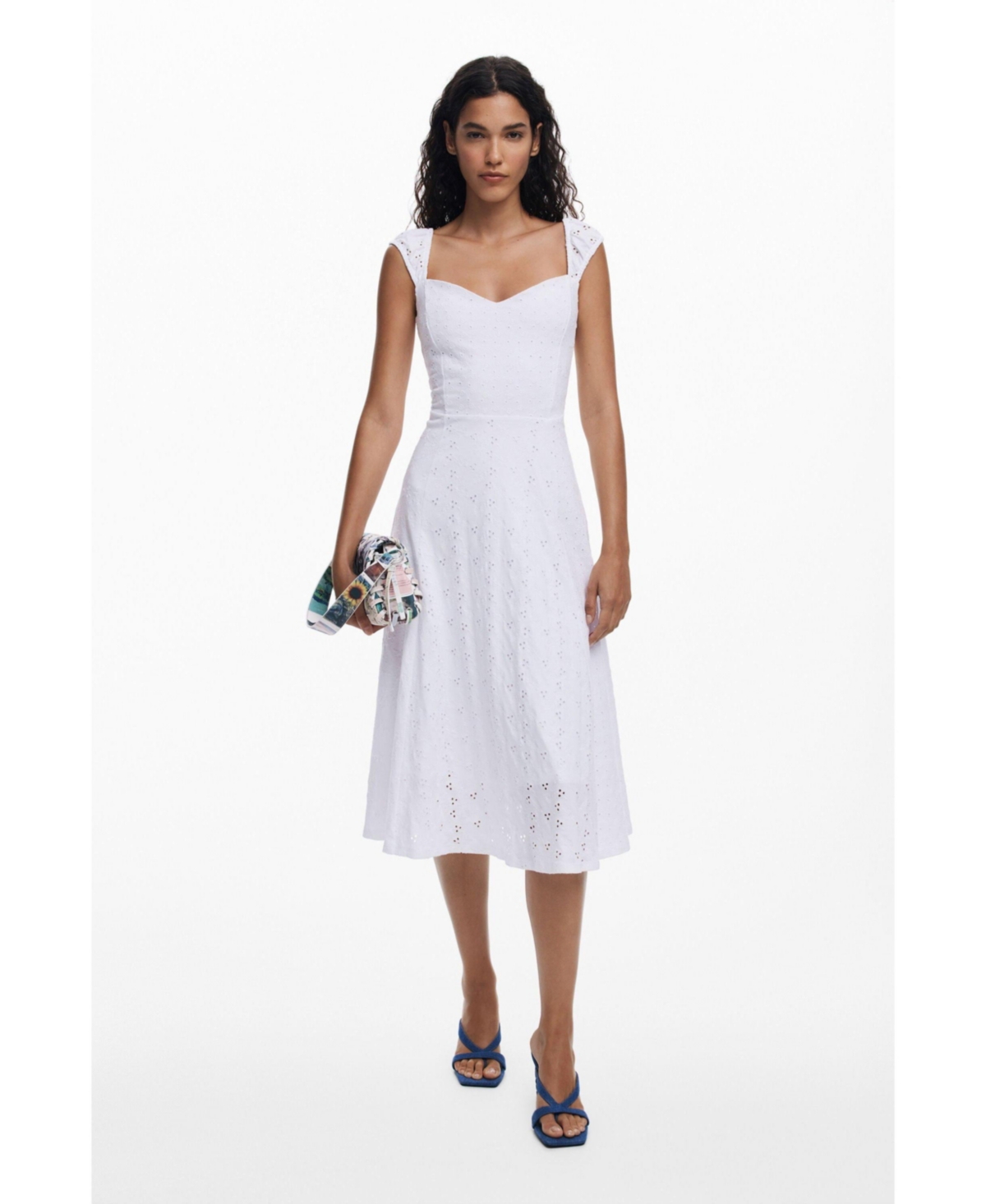 Women's Embroidered midi dress - White