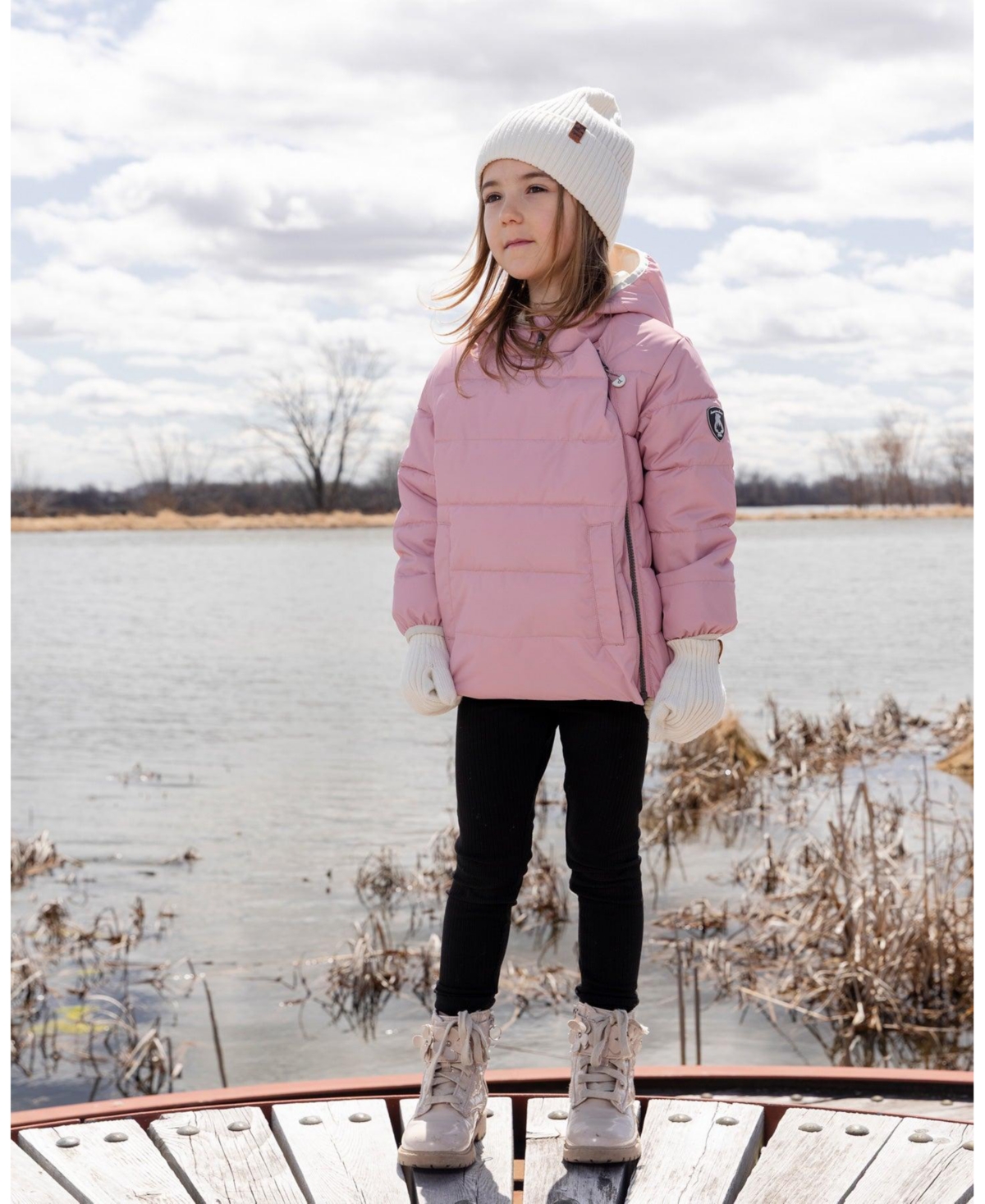 Deux par Girl Compressible Winter Puffy Coat Designed for Car Seat Dusty Pink - Toddler|Child