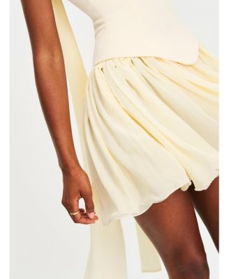 Women's Valentina Butter Yellow Boned Curve Edge Peplum Mini Dress