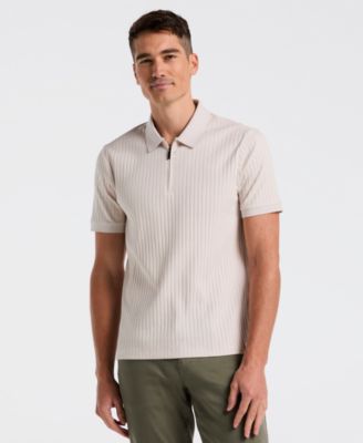 Perry Ellis - Men's Slim-Fit Ribbed Zip Polo Shirt