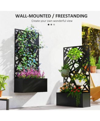 Metal Raised Garden Bed with Privacy Screen Outdoor Planter Box 24"L x 9.1"W x 44.5"H