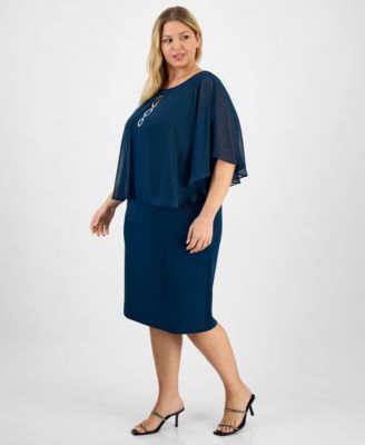 Plus Size Cape Overlay Dress