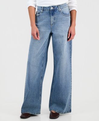 Women's Studded Wide-Leg Jeans, Macy's Exclusive
