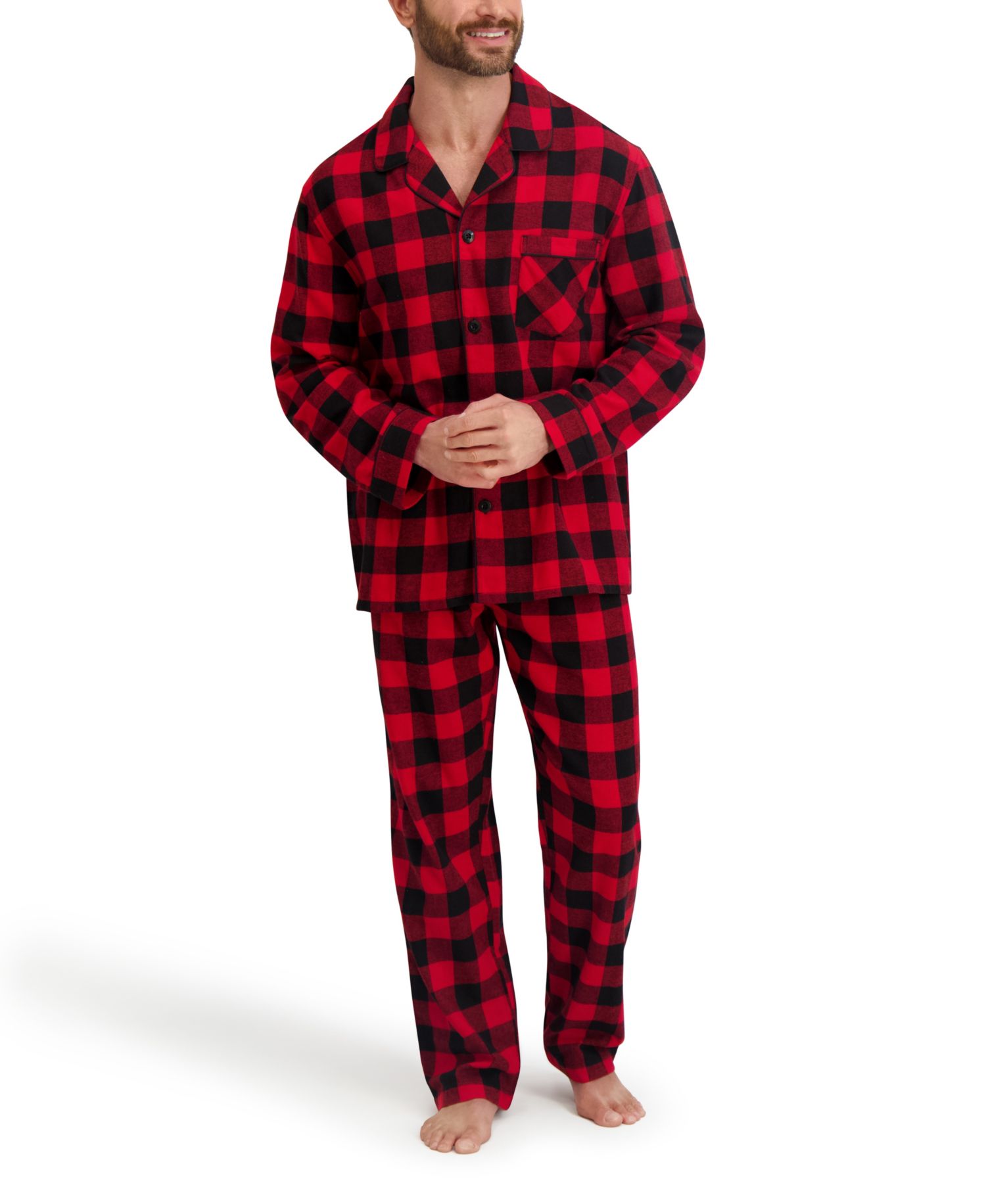 Men's Flannel Button Down Pajama Sleep Set