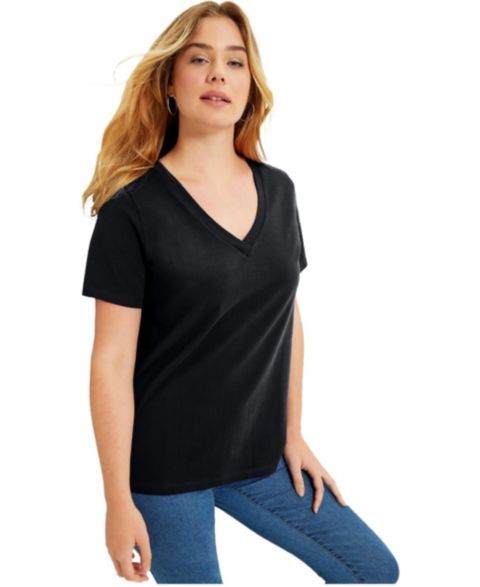 Женская футболка June & Vie Short-Sleeve V-Neck One + Only, цвет: Чёрный