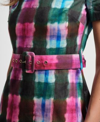 Women's Belted Pleated Short Dress