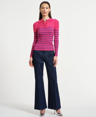 Women's Ruffle Neck Henley Sweater