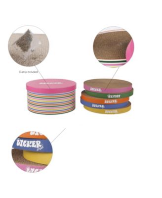 Kate 12" Modern Patterned Cardboard Reversible Cat Scratcher Pad In Box with Catnip