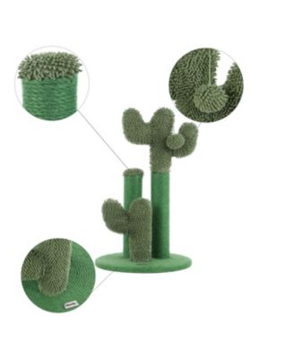 Marfa Modern Jute Triple-Cactus Cat Scratching Post with Fuzzy Toy
