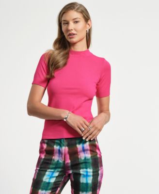 Women's Mock Neck Short Sleeve Sweater