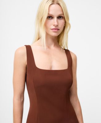 Women's Square-Neck Pleated Mini Dress