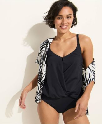 Women's Smoothing Control Blouson Fauxkini One Piece Swimsuit